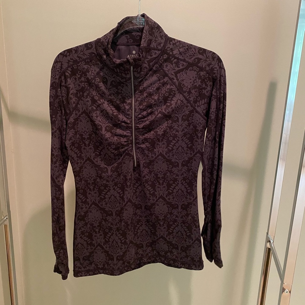 Athleta Half Zip | Black brocade | Small